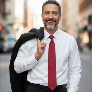 Pronto Uomo Couture Men White Tonal Stripe DressShirt NonIron NWTSize 18 (34/35)